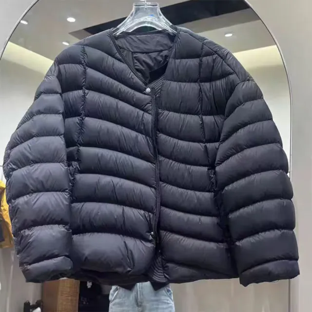 【巴黎精品】頂級真羽絨外套90%鴨絨羽絨衣秋冬外套上衣大碼休閒女裝(圓領簡約寬鬆短款5色n1lr66)