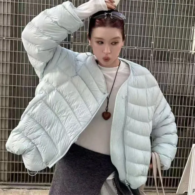 【巴黎精品】頂級真羽絨外套90%鴨絨羽絨衣秋冬外套上衣大碼休閒女裝(圓領簡約寬鬆短款5色n1lr66)