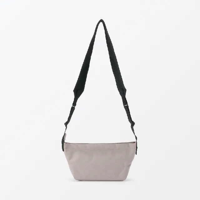 【MUJI 無印良品】再生聚酯纖維寬背帶迷你肩背包(黑色/深米)