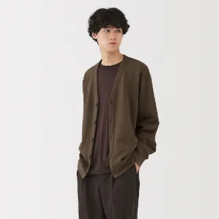 【MUJI 無印良品】男二重織V領開襟衫(黑色/米黃/暗藍/棕色)