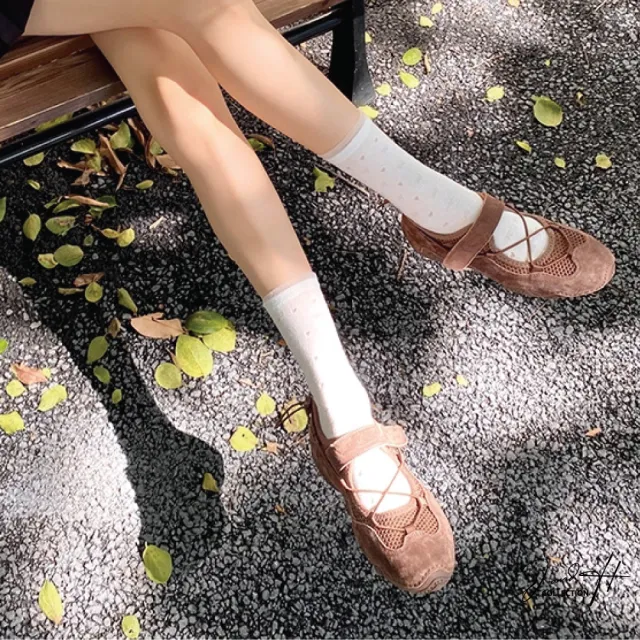 【J&H collection】真皮增高厚底鏤空瑪莉珍芭蕾舞鞋 休閒鞋(米色/棕色/黑色)