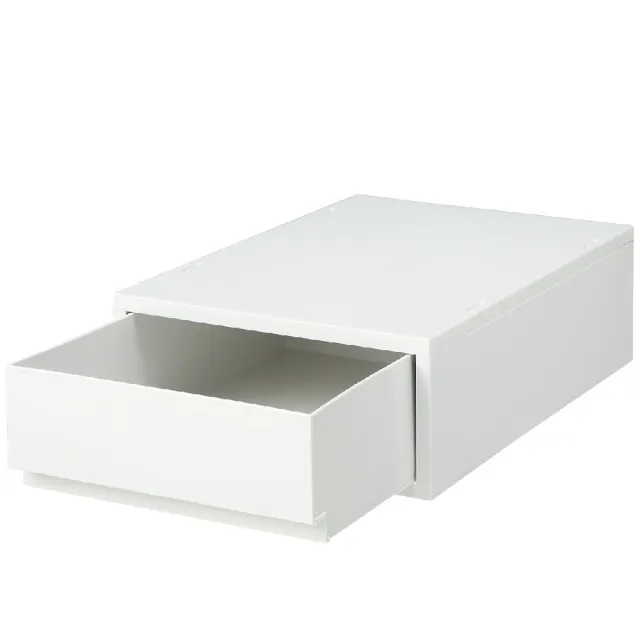【MUJI 無印良品】PP盒/淺型/正反疊/白灰 整體：約寬26×深37×高12cm內寸：約寬22.5×深34×高8.5(4入組)