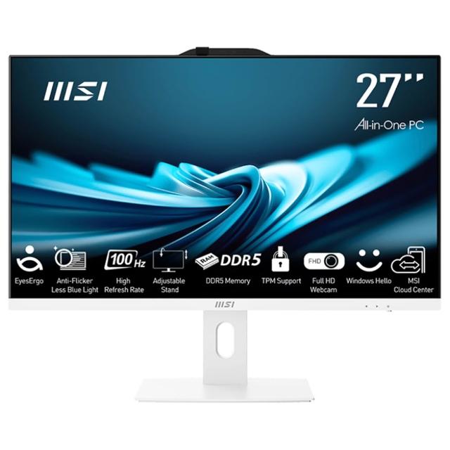 【MSI 微星】i5特仕液晶電腦(PRO AP272P 14M-633TW/i5-14400/24G/512G SSD/Win11/白)