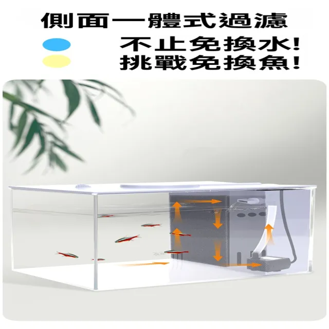 【星治】桌面魚缸 一體式側濾魚缸 制氧側濾一體免換水魚缸 預計10個工作天送達(長15*寬11*高13公分)