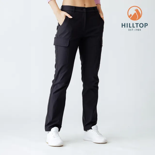 【Hilltop 山頂鳥】超潑水施華洛世奇水鑽撞釘保暖彈性長褲 女款 黑｜PH31XFQ9ECA0