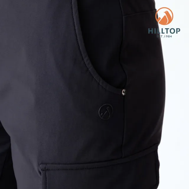 【Hilltop 山頂鳥】超潑水施華洛世奇水鑽撞釘保暖彈性長褲 女款 黑｜PH31XFQ9ECA0