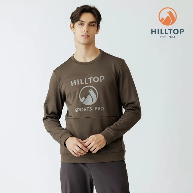 【Hilltop 山頂鳥】POLYGIENE抗菌石墨烯吸濕快乾保暖印花刷毛上衣 男款 墨綠|PH51XMN0ECC0