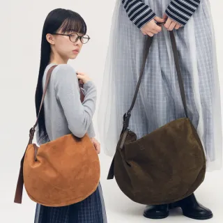 【plain-me】特惠★(SAAKO) 大容量 麂皮 中型半月包 斜背包 側背包 寬背帶 肩背包 (SAA3017)