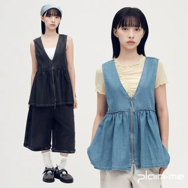 【plain-me】SAAKO 2WAY 女生背心 丹寧 無袖背心 女裝 雙面穿_SAA0119-252