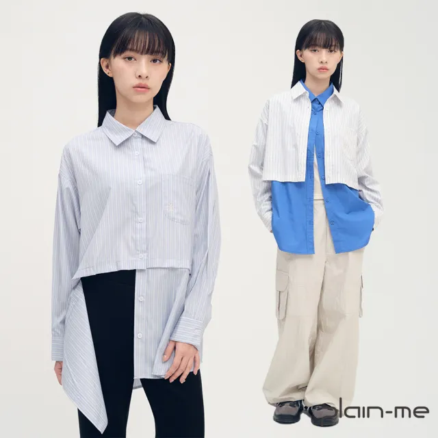 【plain-me】SAAKO 女生襯衫 條紋襯衫 長袖襯衫 女襯衫 2WAY襯衫_SAA3328-252