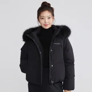 【Discovery Expedition】女版短版毛絨帽圈羽絨外套 鵝絨外套(DWDJ99056-BKS)