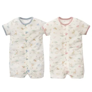 【Baby City 娃娃城】短袖兔裝70-80cm(草原動物藍/粉)