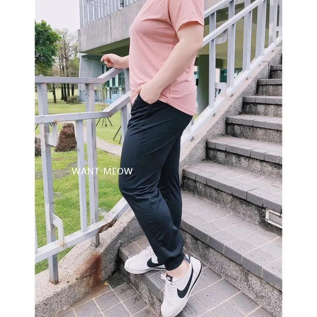 【Want-Meow】90公斤可穿/顯瘦運動褲彈性大束口長褲(大尺碼/大碼/運動褲/束口褲)