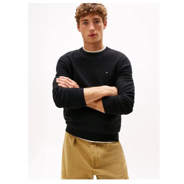 【TOMMY HILFIGER】經典刺繡LOGO 圓領針織毛衣(黑/灰/深藍 S-XL)