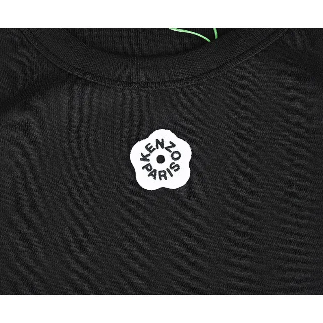 【KENZO】KENZO Boke Flower 2.0針繡布章LOGO小海棠花棉質無袖上衣背心(女款/黑x白)