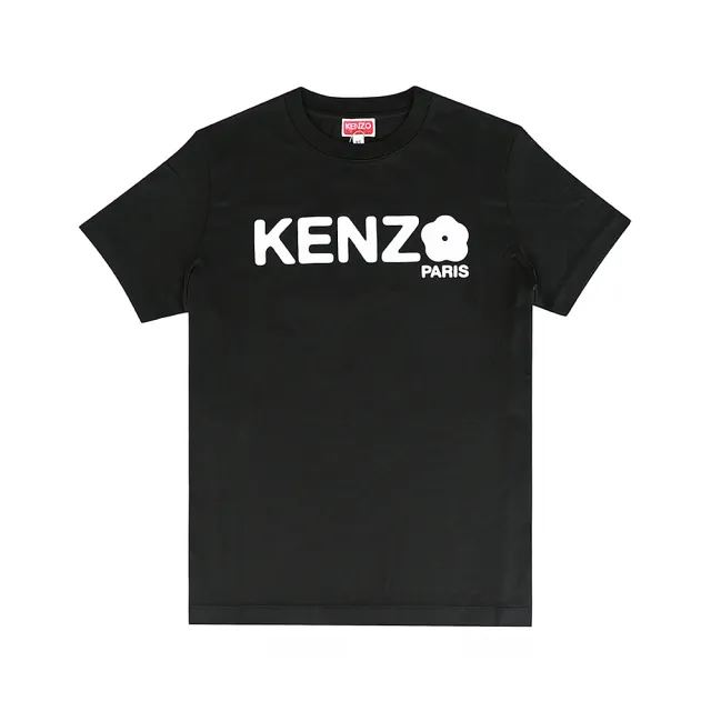 【KENZO】KENZO Boke Flower 2.0字母印花LOGO白海棠花純棉短袖T恤(女款/黑)