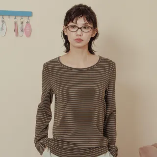 【gozo】發熱羊絨彈力圓領內搭長袖上衣(三色)