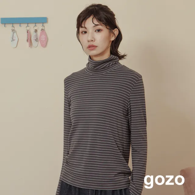 【gozo】發熱羊絨彈力內搭高領上衣(四色)
