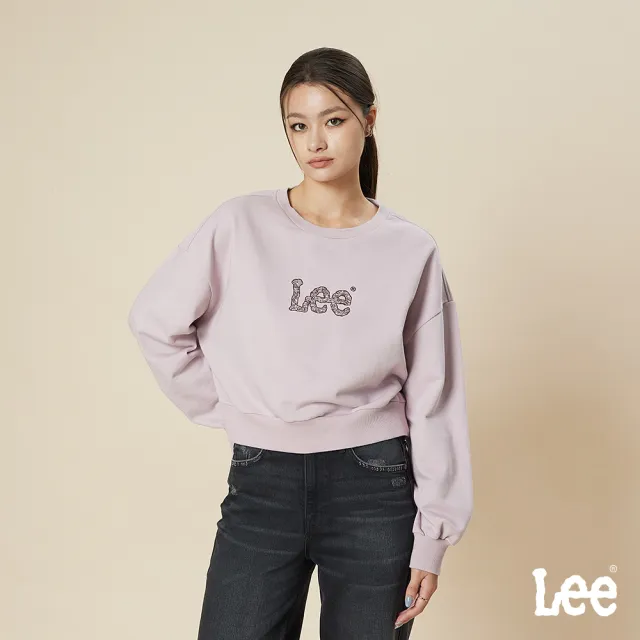 【Lee】女裝 長袖厚T / 短版 花卉刺繡LOGO 共3色 季節性版型(LB511030)