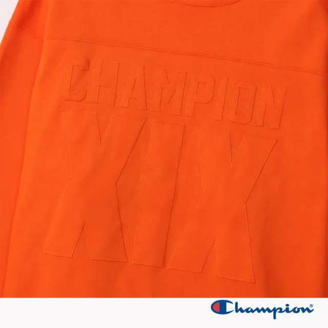 【Champion】官方直營-男款-ACTION STYLE寬版貼布長袖TEE-橘色(C3-C412-840日規)