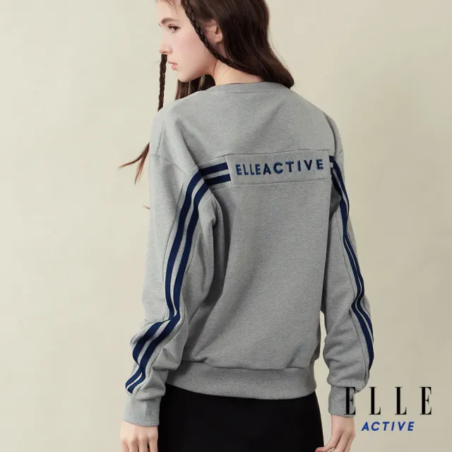 【ELLE ACTIVE】女款 法式LOGO保暖長袖上衣-灰色(EA25A2F1401-95)