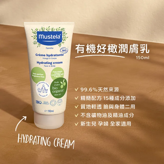 【Mustela 慕之恬廊】兒童防曬有機舒緩組(兒童防曬乳100ml+有機好橄潤膚乳150ml 寶寶/孕婦防曬 防水)