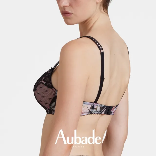 【Aubade】夢幻花園薄襯蕾絲內衣 性感內衣 法國進口 女內衣(IA-黑)