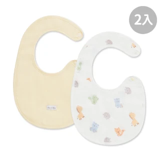 【奇哥】森林同樂會竹纖雙層紗布小圍兜-2入(嬰兒圍兜 寶寶圍兜 口水巾 口水圍兜)