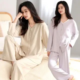 【Kosmiya】1套 德絨保暖 甜美小香長袖睡衣/女睡衣/居家服/保暖睡衣/睡衣套裝(4色可選/均碼/加大碼)