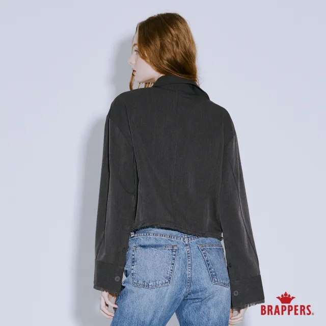 【BRAPPERS】女款 短版流蘇造型襯衫(灰)