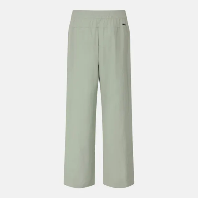 【DESCENTE】長褲 女 運動褲 寬褲 快排 WOMENS WOVEN WIDE FIT PANTS 綠 SQ322PPT72-KHK0