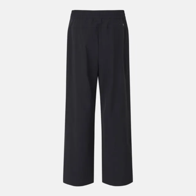 【DESCENTE】長褲 女 運動褲 寬褲 快排 WOMENS WOVEN WIDE FIT PANTS 黑 SQ322PPT72-BLK0