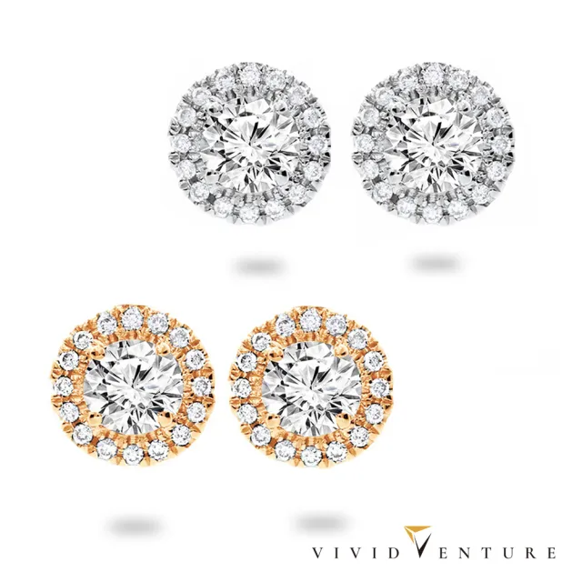 【Vividventure 亞帝芬奇】GIA 60分 FVS2 3EX 八心八箭 天然鑽石 耳環 多色選 圓滿愛(14K金台+18K金耳針)
