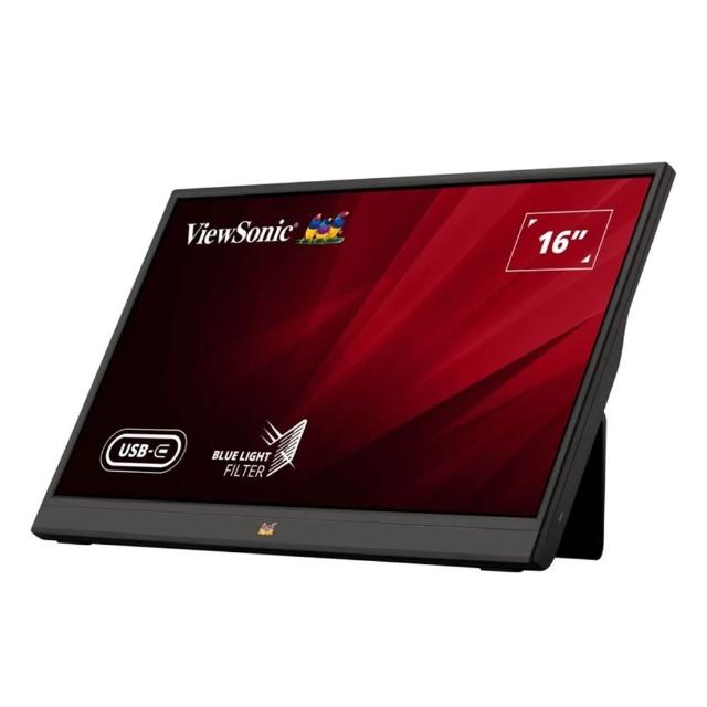 2入組★【ViewSonic 優派】VA1655-3 16型 60W USB-C 輕薄可攜式螢幕(mini-HDMI/3.5mm耳機孔/內建可折疊支架