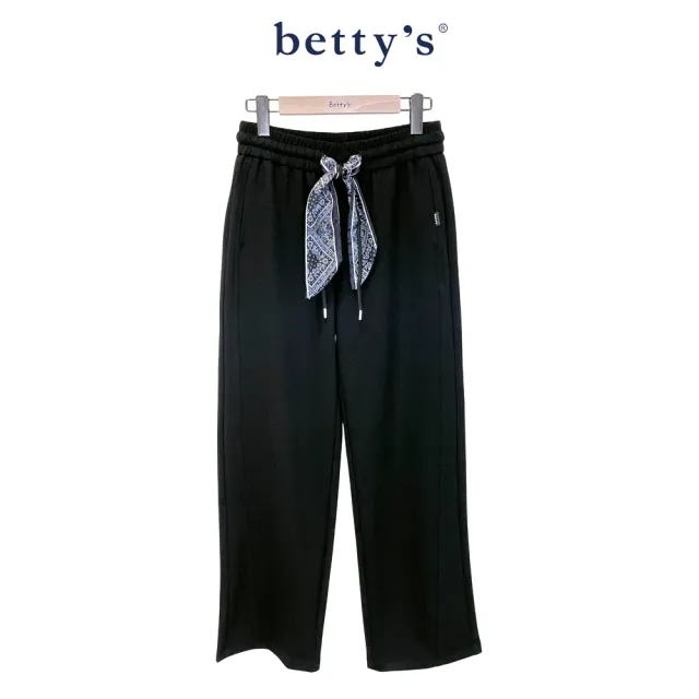 【betty’s 貝蒂思】雙車線抽繩絲巾長褲(黑色)
