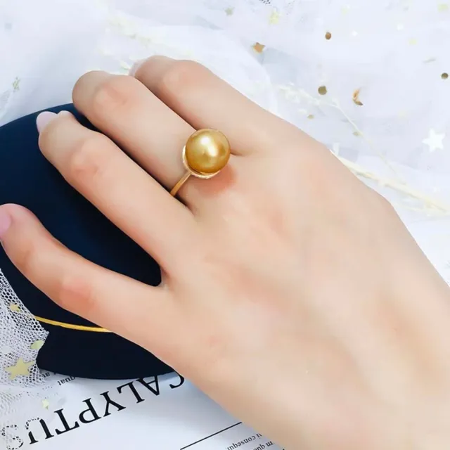 【La Corser】18K金 12-13mm 南洋金珠 戒指 濃金珍珠 鏡面強光 天然海水珍珠 戒指 正圓珍珠 光澤迷人
