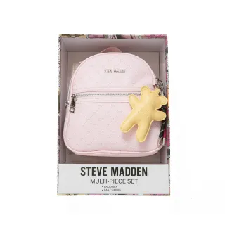 【steve madden】童趣雙吊飾/菱格紋後背包禮盒(粉色)