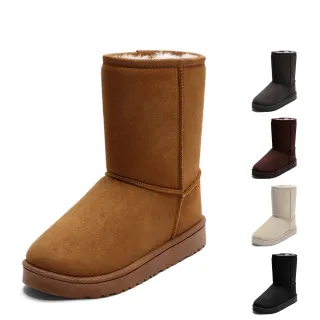 【Paperplanes】韓國空運。瘦腿暖心內鋪毛厚底中筒雪靴/大尺碼(7-1547/5色/現+預)