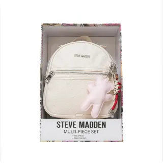 【steve madden】童趣雙吊飾/菱格紋後背包禮盒(米色)