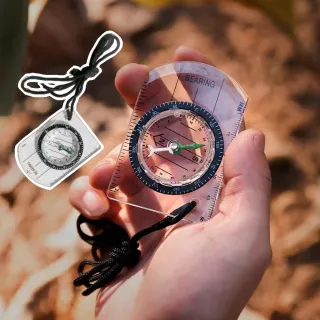 【不迷路】迷你壓克力指南針-自帶掛繩(露營 登山 野外  防水 工具 刻度尺 羅盤)