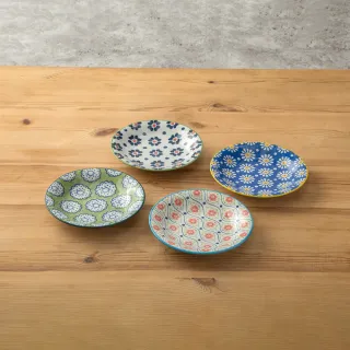 【LohasPottery 陸寶】日本製 美濃燒 Pollen 花語四色花紋 6.5吋中盤(日式陶瓷盤 早餐盤 蛋糕盤)