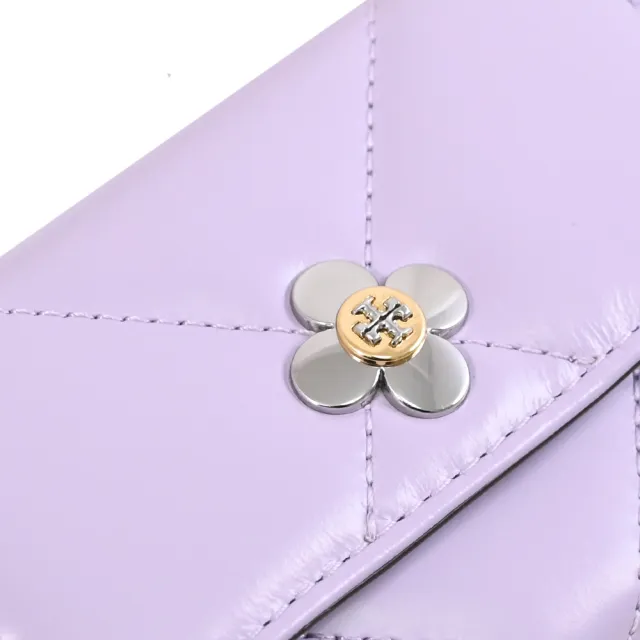 【TORY BURCH】經典LOGO四葉草圖案信用卡證件名片零錢包(淡紫)