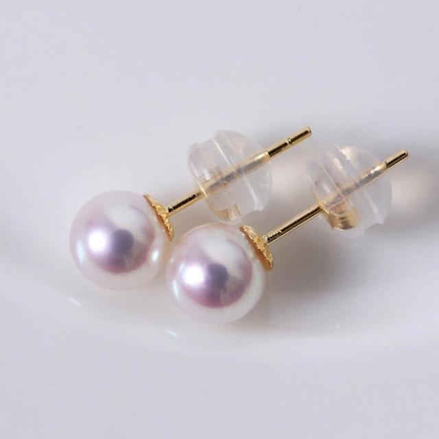 【La Corser】彩凜珠極光耳釘 18K金 5.5-6mm 日本Akoya珍珠 白透粉天然海水珍珠 基礎款 百搭耳環