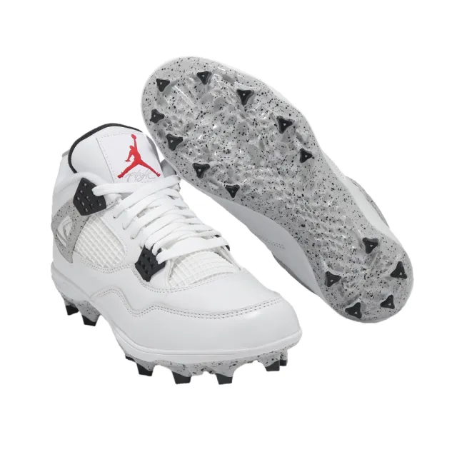 【NIKE 耐吉】足球鞋 Jordan 4 Retro TD 男鞋 白水泥 膠釘 美式足球 棒壘球(HQ0207-106)