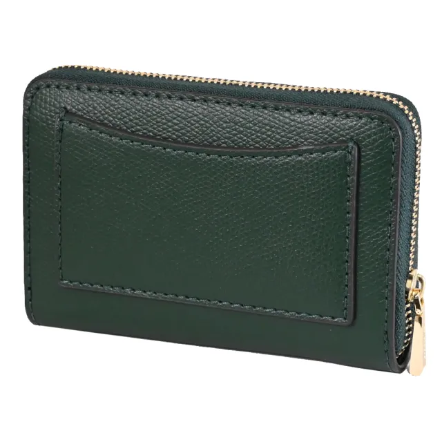 【Michael Kors】簡約金屬LOGO皮革信用卡證件名片零錢包(深綠)