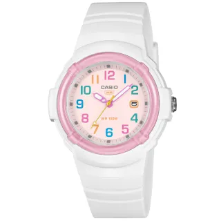 【CASIO 卡西歐】卡西歐運動膠帶女錶兒童錶-粉白色(LX-800H-7A1 台灣公司貨)