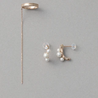 【ete】[Winter Treat｜VERY MERRY] 珍珠鑽飾耳環耳釦組合/Ear Coffret(粉霧金色)