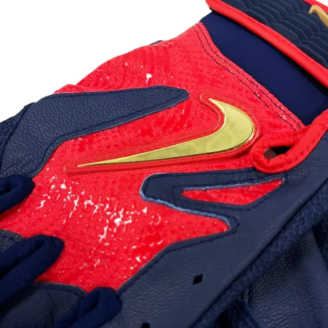 【NIKE 耐吉】ALPHA ELITE 2.0山羊皮成人打擊手套深藍X紅一雙入(N1013006638)