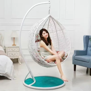 【匠俱】吊籃藤椅 吊椅 搖籃吊床 陽臺秋千搖搖椅 室內懶人椅(坐墊+頭枕+地毯+藤條 需DIY)