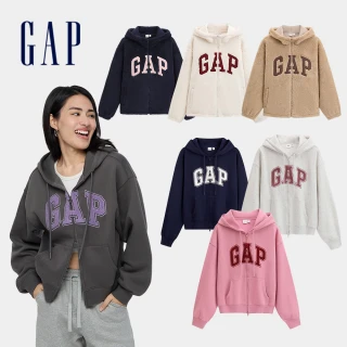 【GAP】女裝 Logo刺繡/刷毛連連帽外套-多款任選(792567&829621)